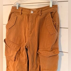 Maniere De Voir Tan Canvas Cargo Pants